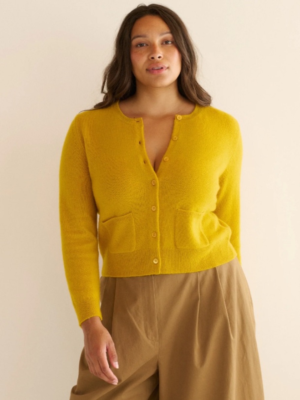 DOEN FREYA Cashmere Cardigan in Citrine Yellow SZ M